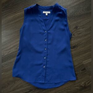 Banana Republic Size 6 Sleeveless V-Neck Button Front Top - Royal Blue